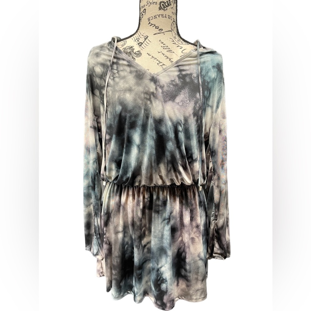 Grey Multi-colored Smocking Dress by Fantastic Fawn